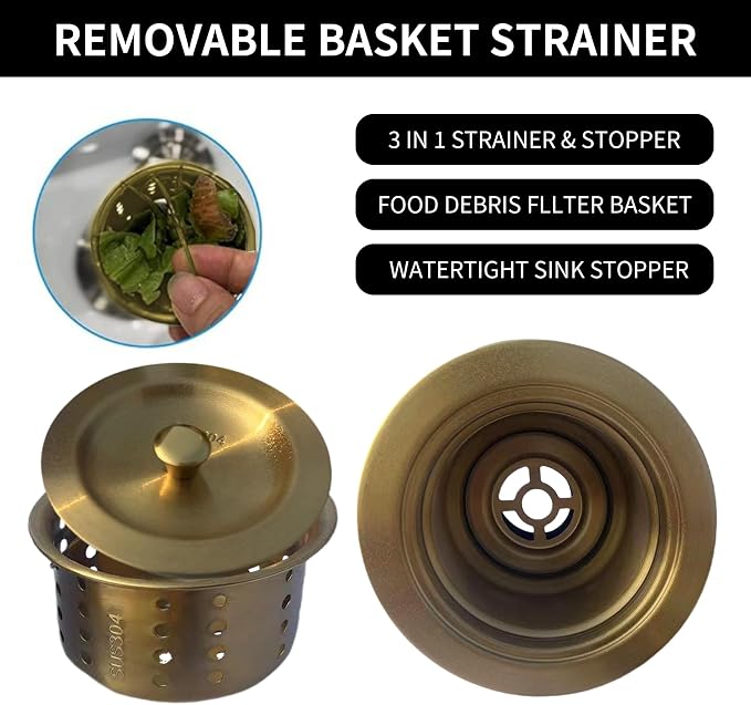Sink Strainer Kitchen Sink Drain Assembly Kit 3-1/2 Inch - Image 4