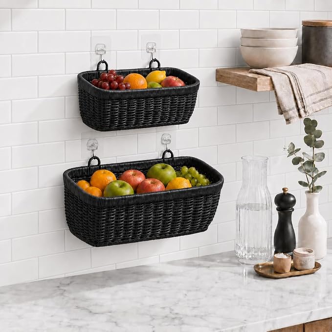 AceList Wall Hanging Basket, Boho Style Hand-Woven Hanging Storage Baskets - Image 7