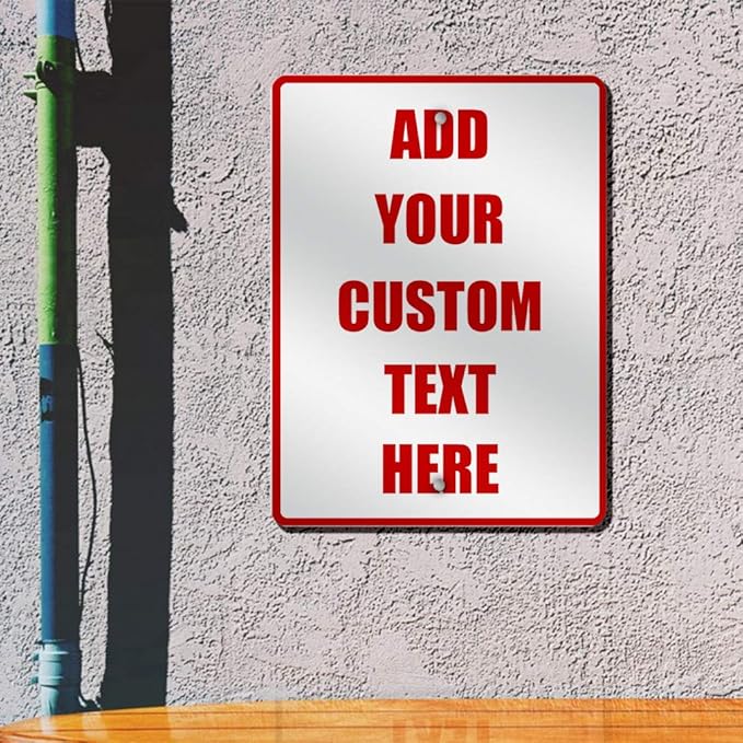 Aluminum Weatherproof Metal Sign Multiple Sizes Custom Personalized Text Here White Red Danger Vertical Street 12x18Inches
