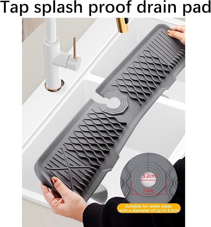 Faucet Mat for Kitchen Sink Silicone Sink Splash Guard 5° Slope Faucet Draining - Image 5