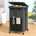 160L Laundry Hamper with Lid & Wheels, Rolling Laundry Basket with Bag by OLLDIDE