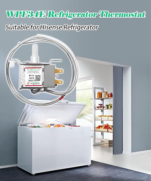WPF34E Mini Fridge Thermostat Fits for Hisense Refrigerator,2Pin 1806104 Universal Freezer&Refrigerator Thermostat Controller