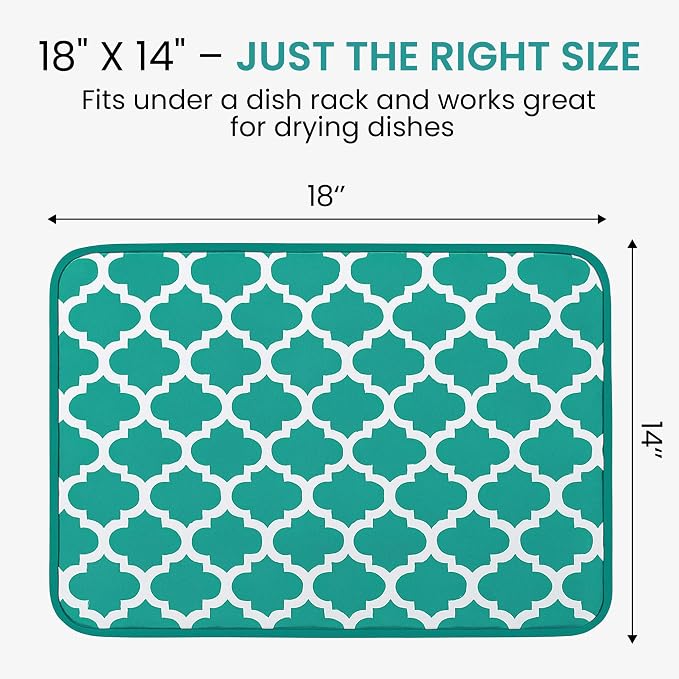 Dish Drying Mat for Kitchen Counter, Large 18 x 14 Absorbent Microfiber Pad | - Image 5