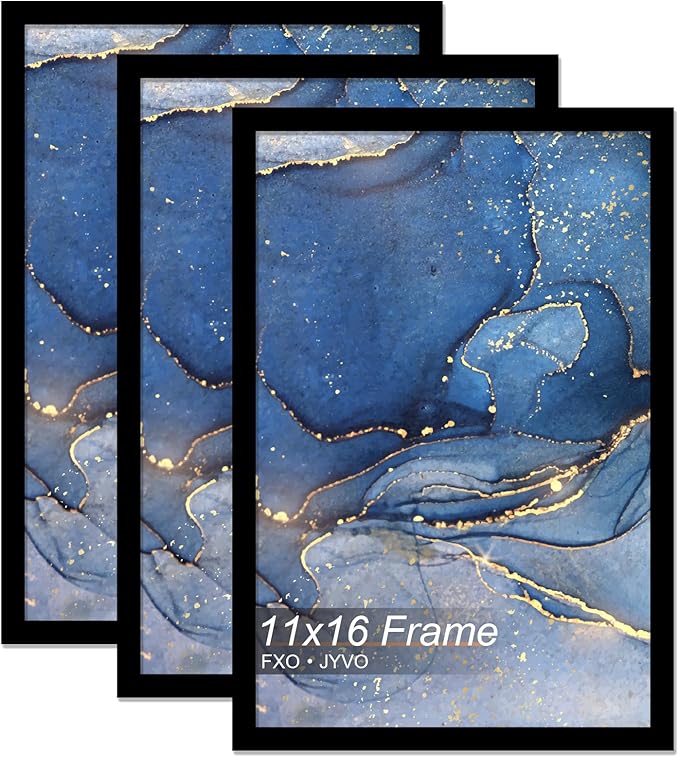 11x16 Picture Frame Set of 3, Black Frame for 11 x 16 Inch Picture Poster Photo, Light Weight and High Transparent 11 by 16 Frame for Wall - 3 Pack/Black/11 x16