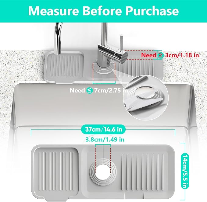14.6'' Faucet Mat for Kitchen Sink Kitchen Sink Splash Guard Silicone Kitchen - Image 3