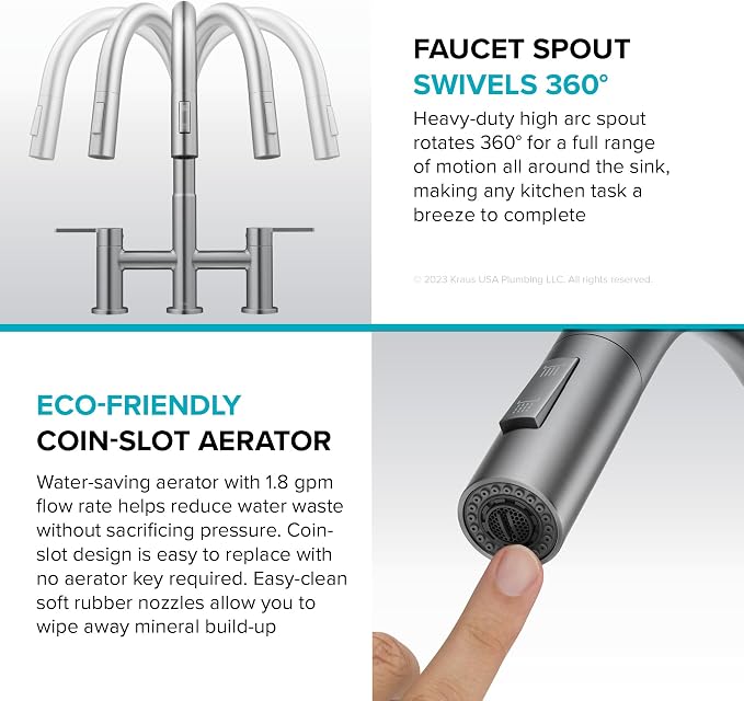 KRAUS Oletto Bridge Kitchen Faucet - Image 10
