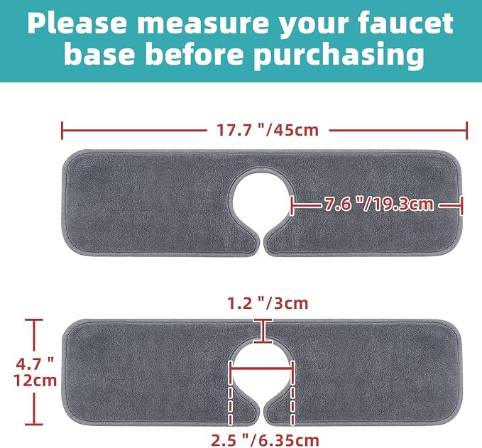 PoYang 4 Pack Faucet Mat for Kitchen Sink Splash Guard, Short 17.7x4.7 Inch | - Image 6