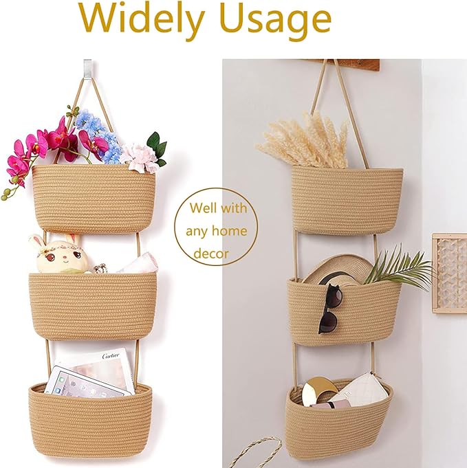YYaaloa Woven Cotton Hanging Baskets - Image 2