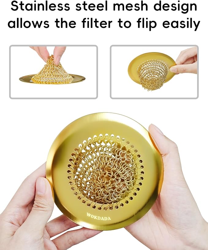 Kitchen Sink Drain Strainer, Patented Reversible Chain Mesh Basket - Image 4