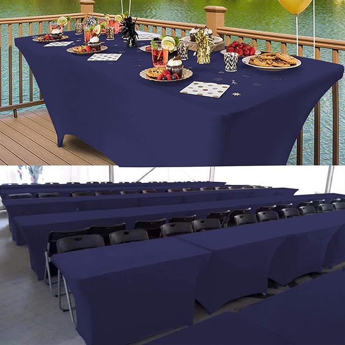 RELIANCER 2 Pack Stretch Spandex Table Covers for Rectangular Tables,4FT Elastic Fitted Tablecloth,Universal Rectangular Table Cloth Protector for Outdoor Party,Wedding,Bar,Birthday,Banquet,Events