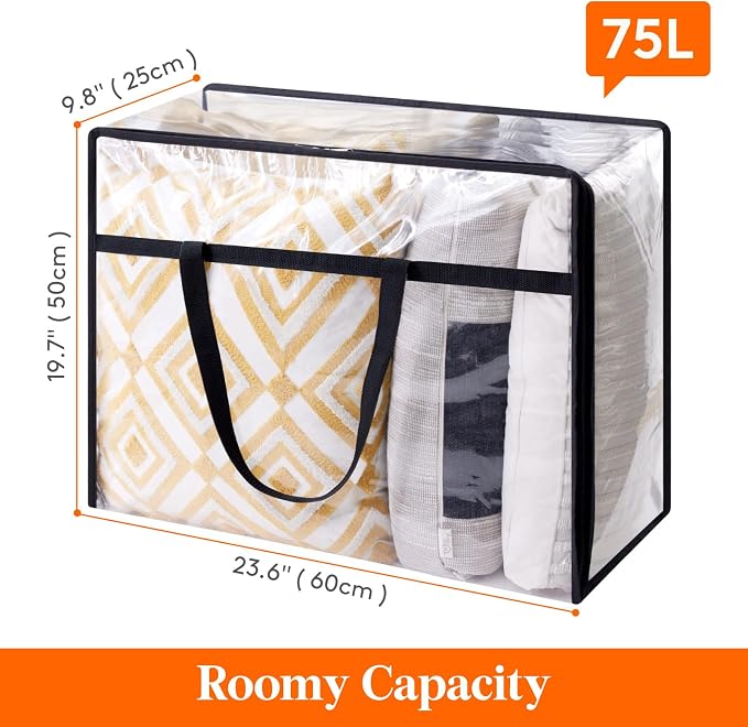 Lifewit 3 Pack Clear Clothes Storage Bags, 75L Plastic Blanket Storage Bag - Image 4