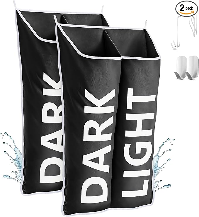 Hanging Laundry Hamper Bag XL 40x22", Space Saving over the Door Storage Bags by DONAQ