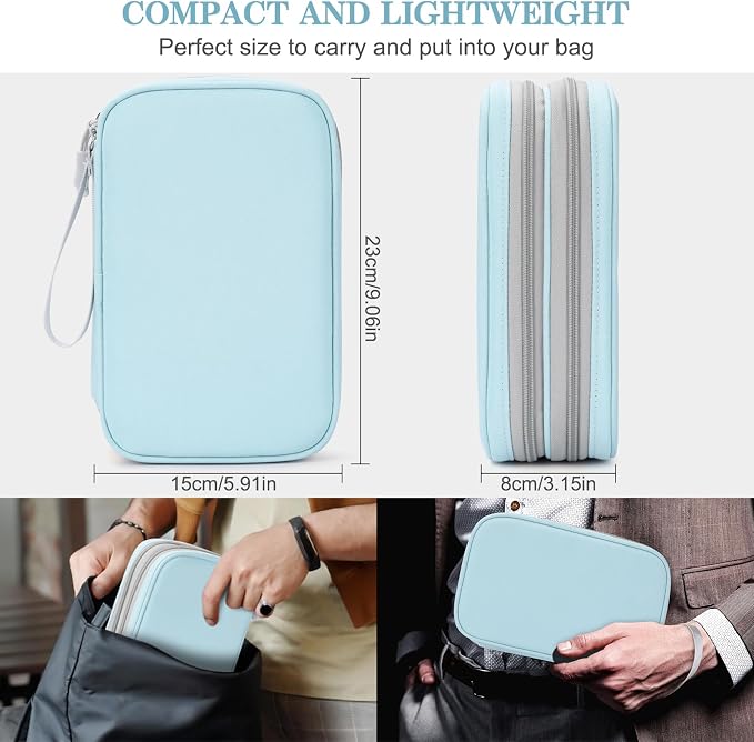 FYY Electronic Organizer, Travel Tech Pouch Bag, Mint Green | Wrist Strap - Image 2