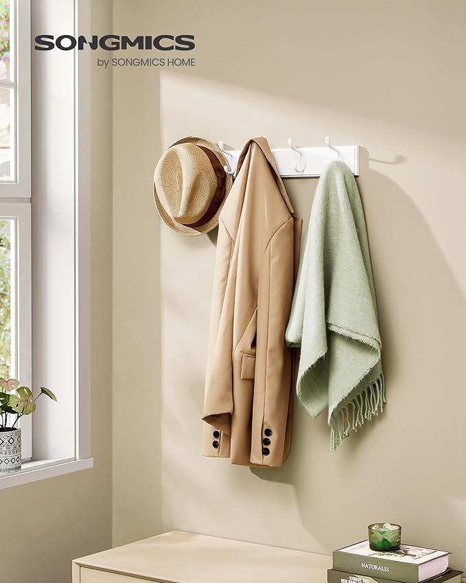 SONGMICS Wall-Mounted Coat Rack, 5 Dual Metal Hooks | - Image 2