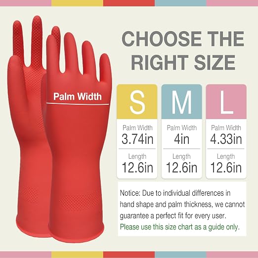 Kitchen Dish Washing Gloves 5 Pairs Rubber Cleaning Reusable Gloves Large | - Image 6