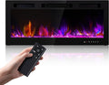 Electric Fireplace Inserts 42 Inch Wide, RealSmart Wall Mounted Fireplace 750W/1500W in-Wall Recessed Heaters with Remote Control, Timer, 12 Adjustable Color Flame & Brightness, Touch Screen