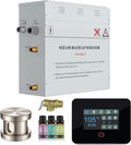 Builders Series 4.5kW Steam Bath Generator with Quickstart Continuous Steam, Black Digital Touch Pad, Built-in Auto-Drain, and Aroma Steamhead in Brushed Nickel