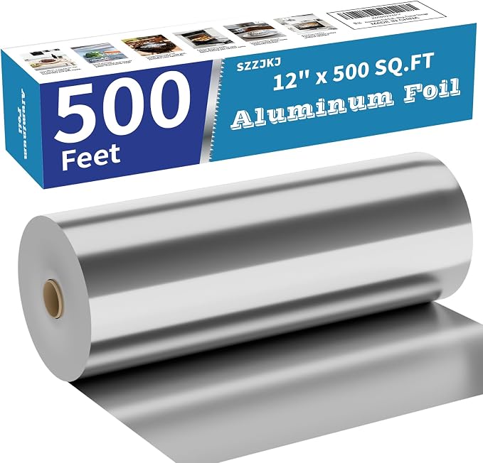 Aluminum Foil Roll, 12in x 500Sq Ft Aluminum Foil, Thick Strong Tin Foil by SZZJKJ