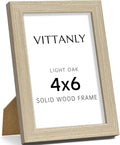 Vittanly 4x6 Picture Frame, Solid Wood Frame with Plexiglass, Includes 3.5x5 Mat, Wall Hanging or Tabletop for Photos, Home Decor, Light OAK, 1 Pack