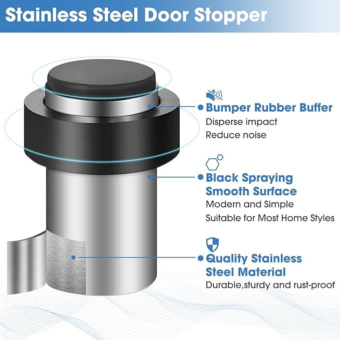 Chumia 20 Pcs Floor Mounted Door Stopper Stainless Steel, Wall Protector - Image 3