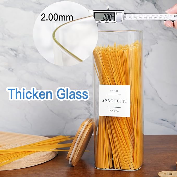 CZZGSM 5 Pack Square Glass Pantry Storage Containers - Image 6