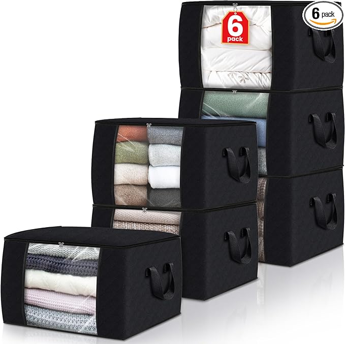 6 Pack Storage Bags for Clothes Blanket Storage Bins by Fabtotes