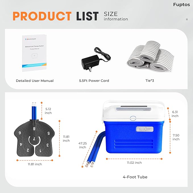 Cold Therapy Machine for Knee & Shoulder, Pain Relief, Post-Surgery Recovery, Cryotherapy for Muscle Recovery, Sports Injuries, Digital Timer, Quiet Pump, Universal Ice Pad