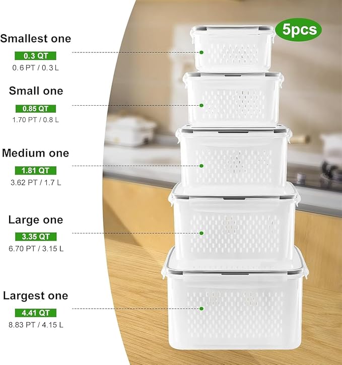 5 PCS Large Fruit storage Containers - Image 2