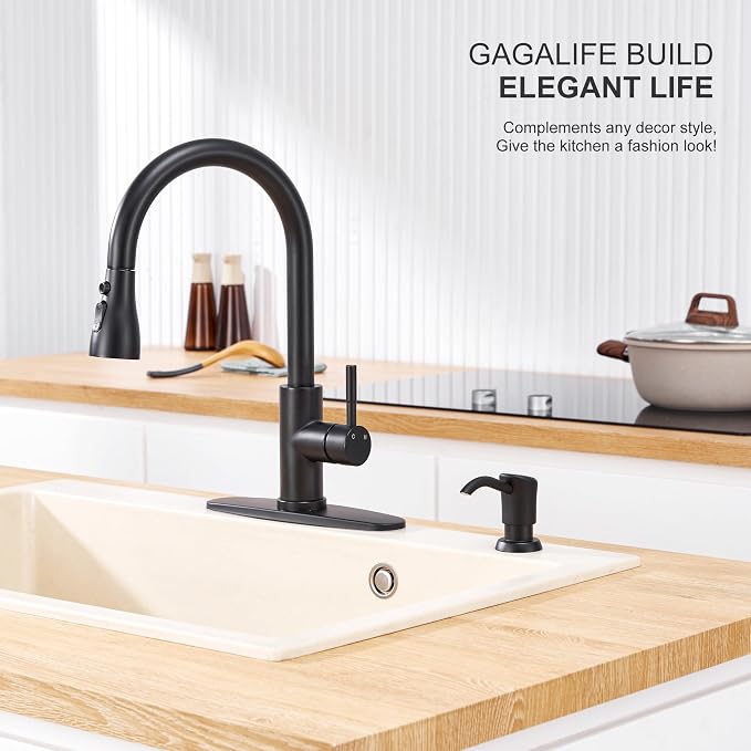 GAGALIFE Dish Soap Dispenser for Kitchen Sink, 17 oz Bottle, Matte Black | - Image 4