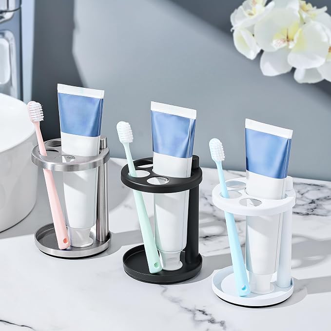 Toothbrush & Toothpaste Holder for Bathroom Countertop, Metal Electric - Image 4