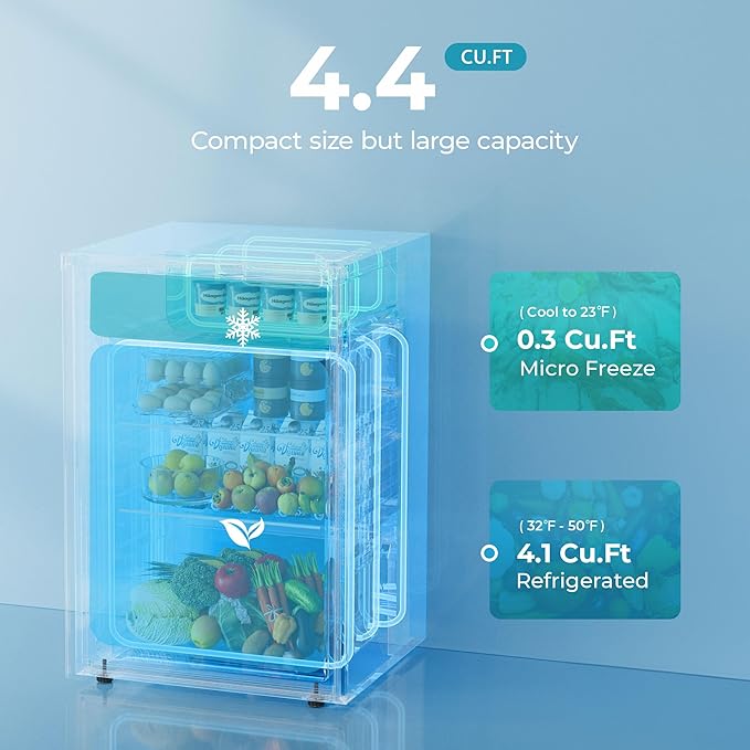 EUHOMY 4.4 Cu.Ft Fridge with Freezer, Single Door Compact Refrigerator, Adjustable Thermostat, Mini Refrigerator Energy Saving, Mini fridge for Bedroom, Dorm, Office, Black