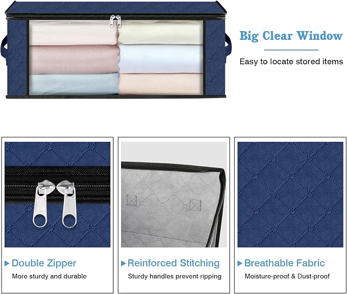 HomeHacks 4-Pack Clothes Organizer Storage Bags, 35L Storage Bins, Reinforced - Image 4