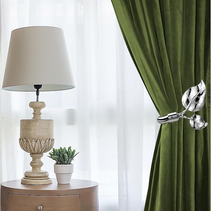 HIKMLK Leaf Shaped Curtain Tieback Holdbacks 2pcs, Handmade Metal Curtain Side - Image 5