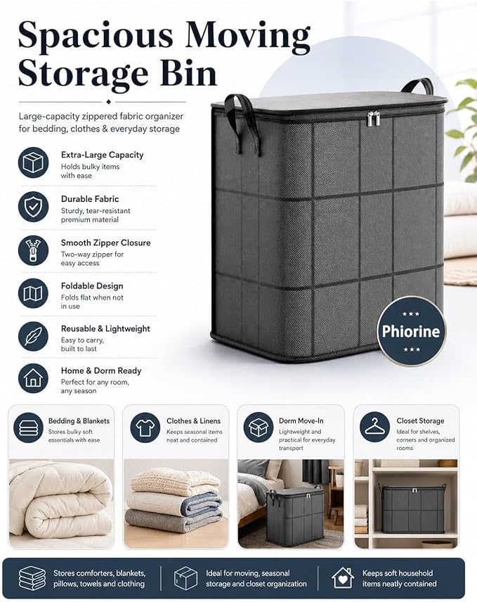 3 Pack 180L Spacious Moving Storage Bin, Portable Moving Storage Bags, Foldable - Image 5