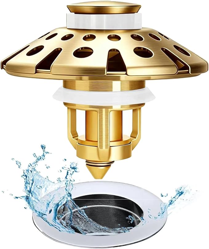 AzWzz Bathroom Sink Drain Strainer, 3 in 1 Pop Up Bathroom Sink Stopper Plug by AzWzzTubDrainStopper