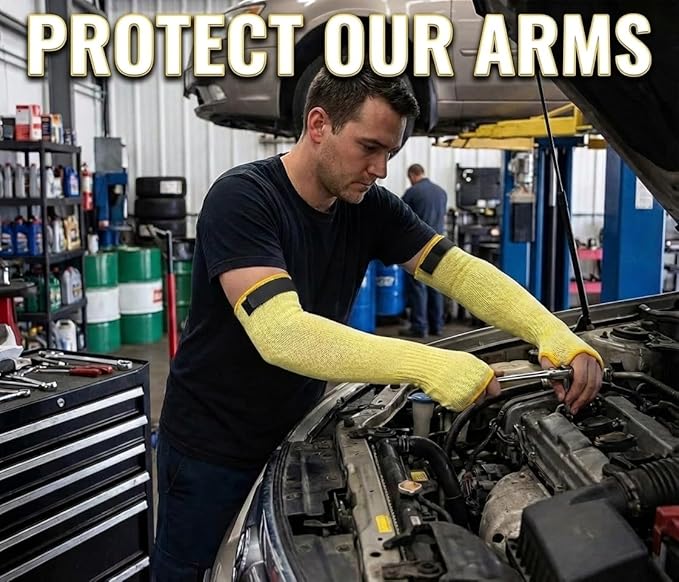 Cut Resistant Sleeves With Thumb Hole,Thin Skin Arm Protection Sleeves And Bruising, Kevlar Sleeves For Women, Men, Elderly(Yellow,17.7 In)