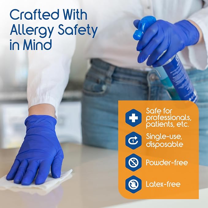 Inspire Cobalt Blue Nitrile Disposable Gloves | 4.5 Nitrile Safety Medical Exam - Image 4