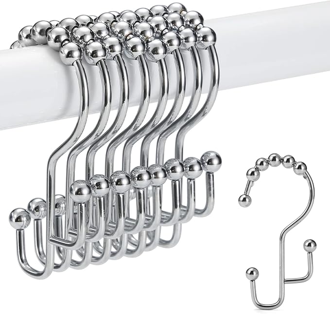 Shower Curtain Rings, SUTINE Shower Curtain Hooks, Stainless Steel Sliver by SUTINE