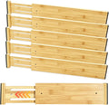 Joyeee Kitchen Drawer Dividers 6 Pack, 16.9-22.1" Adjustable Bamboo Drawer by Joyeee
