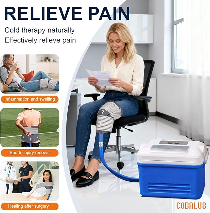Ice Machine for Knee after Surgery, Cold Therapy Machine, Portable Ice Therapy Machine for Knee, Shoulder, Hip & Ankle with Programmable Timer, Cryotherapy Pain Relief for Sports Injuries and Swelling
