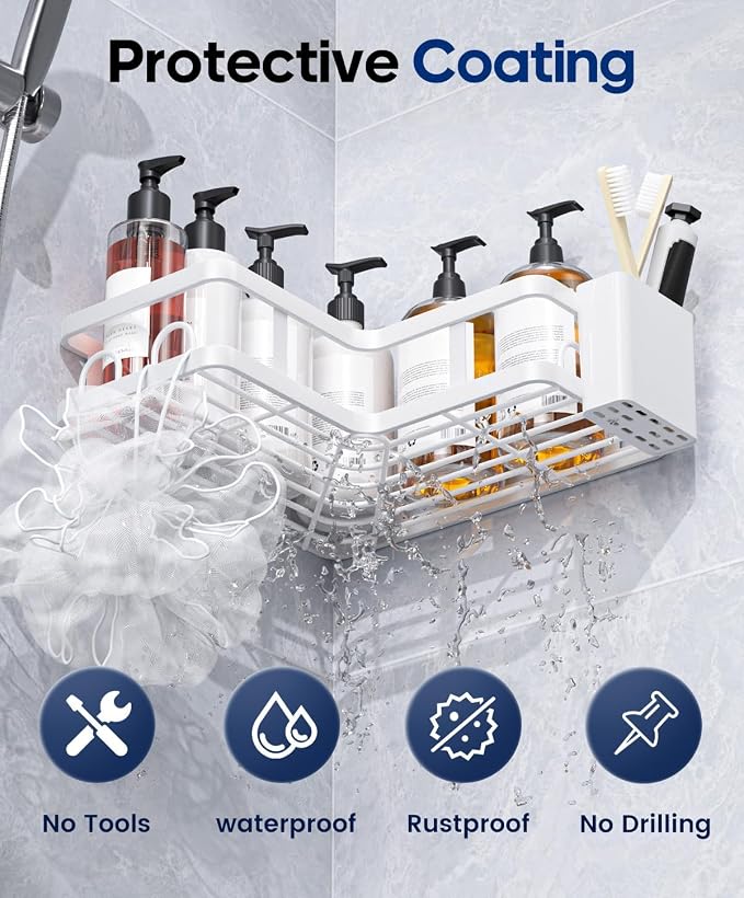 3 Pack Corner Shower Shelves, Rustproof Shower Organizer Caddy - Image 4