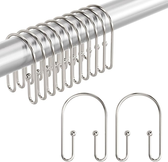 AmazerBath Shower Curtain Hooks, Nickel Shower Curtain Hooks Rust Proof - Image 9