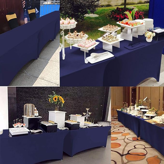 RELIANCER 2 Pack Stretch Spandex Table Covers for Rectangular Tables,4FT Elastic Fitted Tablecloth,Universal Rectangular Table Cloth Protector for Outdoor Party,Wedding,Bar,Birthday,Banquet,Events