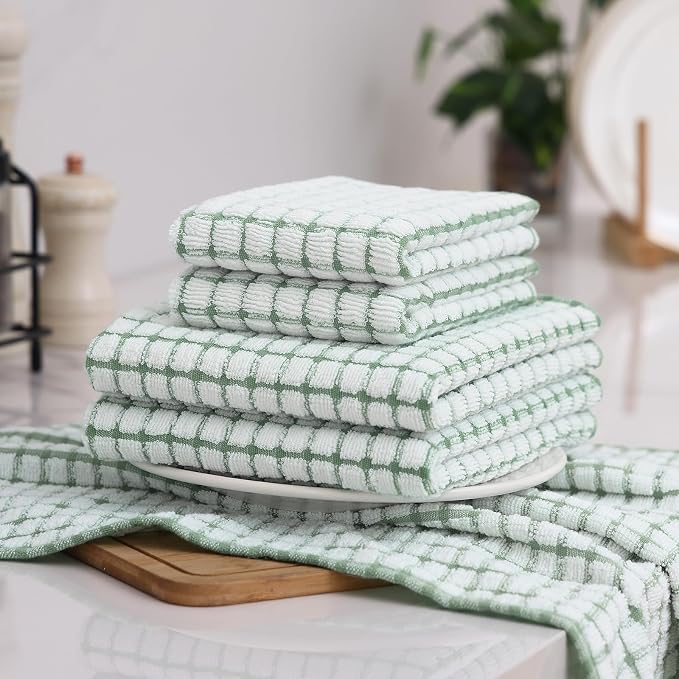 Homaxy Kitchen Towels and Dishcloths Set, Grass Green - Image 8