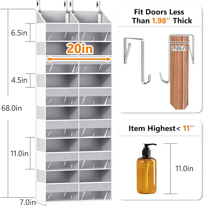 Heavy Duty Over The Door Organizer 6 Tiers, Extra Large Behind Door Storage of - Image 2