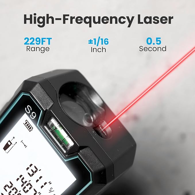 ACEGMET S9 229ft/70m Laser Measuring Tool, LCD Backlit Display - Image 2