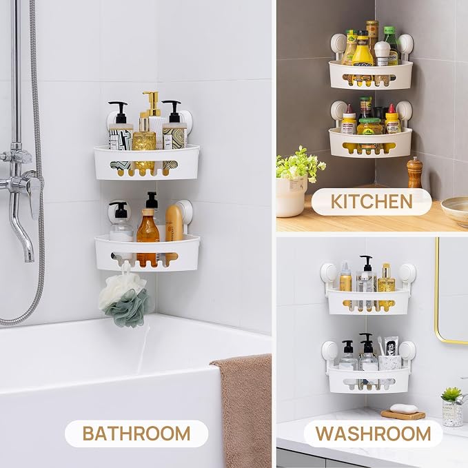 LEVERLOC Corner Shower Caddy Suction Cup, shower shelves suction cup - Image 9