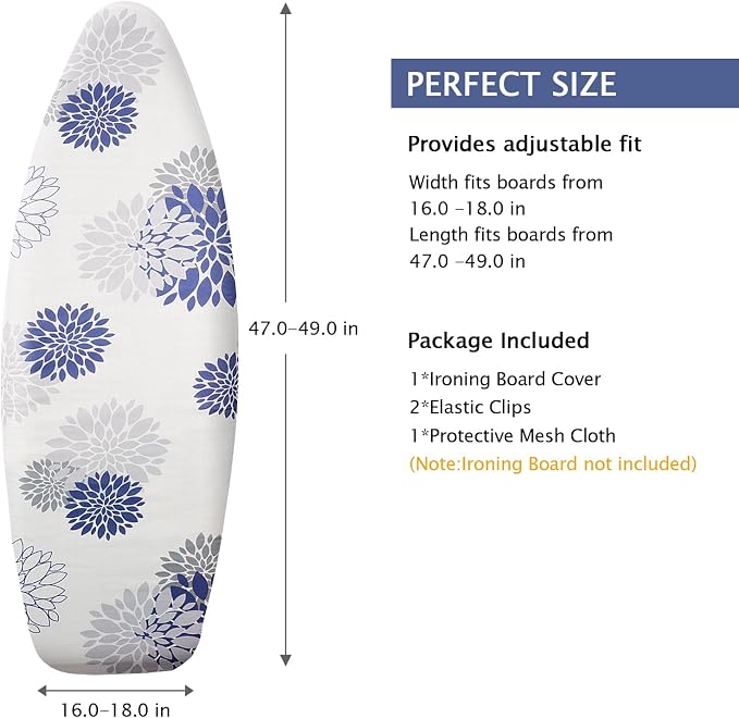 SheeChung Ironing Board Cover and Pad 18"x49", Wide Ironing Board Cover - Image 2