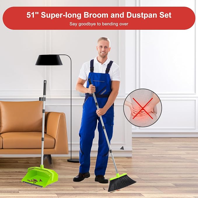 Broom and Dustpan Set for Home, ZeroGap Lip, Upright Storage Broom Combo for - Image 5