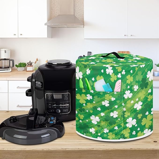 St. Patrick's Day Dust Cover for 6 Quart Dust Protection Easy Clean Pressure Cooker Cover Electric Appliance Kitchen Home Accessories, Green Leaf